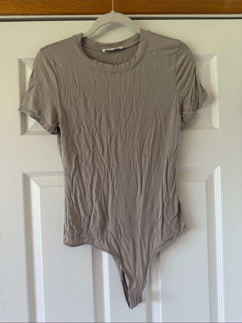 Double Zero Taupe Short-Sleeve Bodysuit